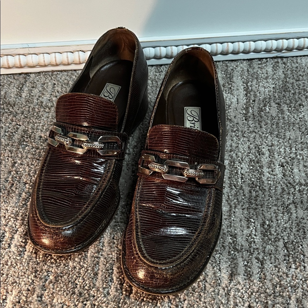 Ladies Bruno Magli Dark Brown vintage Textured Loafers